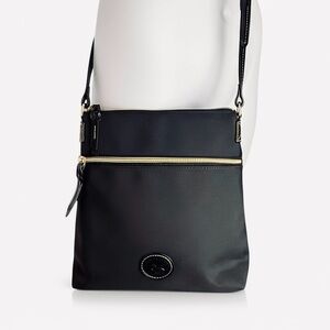 Dooney & Bourke Nylon Leather Trim Crossbody Bag Black/Gold Women’s